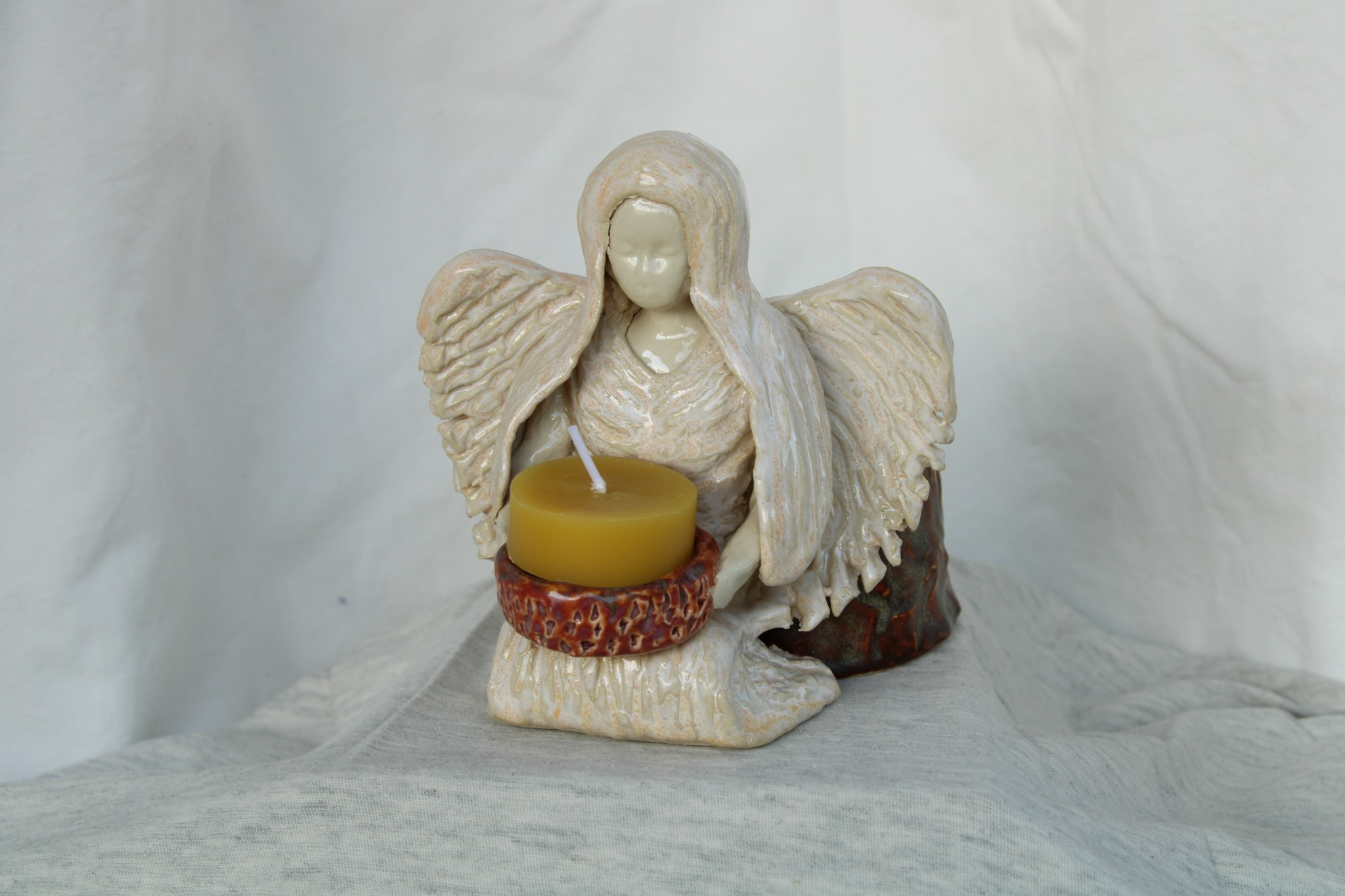 Handmade angel candle holder