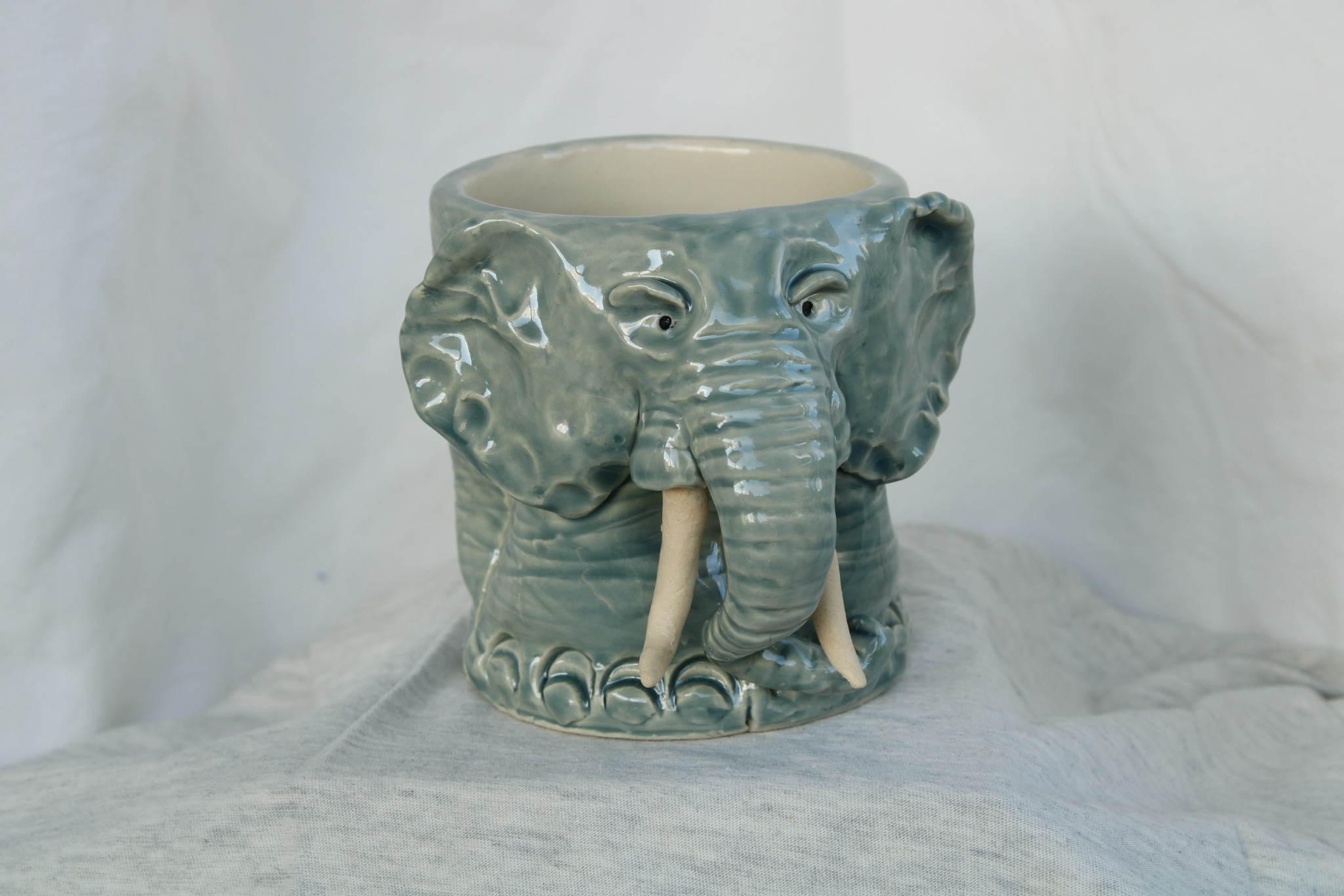Elephant mug with sculpted elephant face